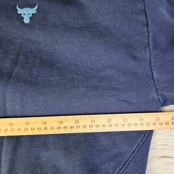 Under Armour Project Rock Women Large Navy Sweatshirt Drawstring Oversize Gym - Picture 7 of 8